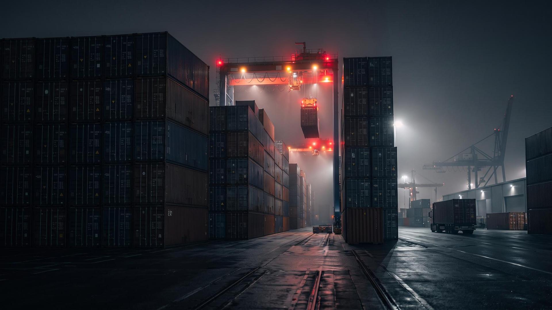 Container port at night